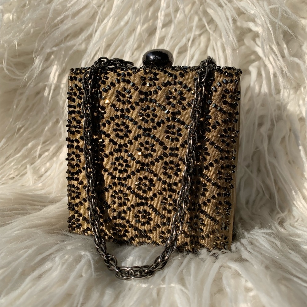 ✨Inge Christopher Pewter Evening Beaded Box Clutch - Picture 2 of 8